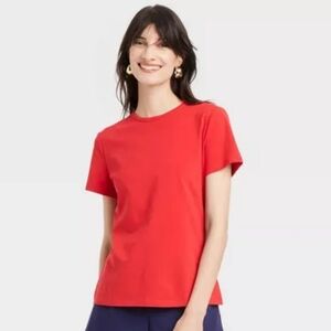 A New Day▪️Red Short Sleeve Jersey Cotton Blend T-shirt